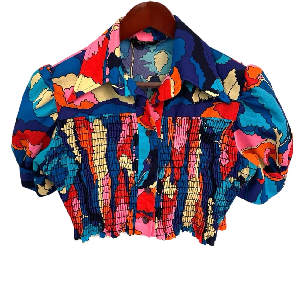 Zaza Mod Button Down Crop Top XSP